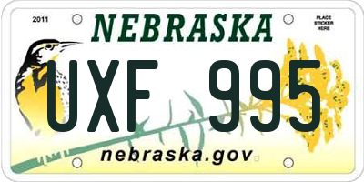 NE license plate UXF995