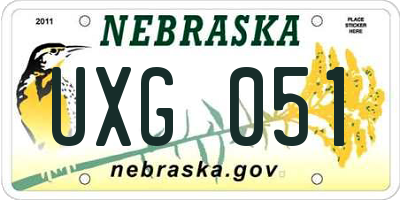 NE license plate UXG051