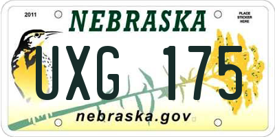 NE license plate UXG175