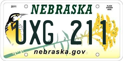 NE license plate UXG211