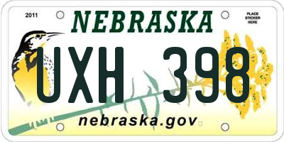 NE license plate UXH398