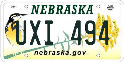 NE license plate UXI494