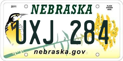 NE license plate UXJ284