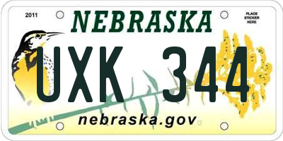 NE license plate UXK344
