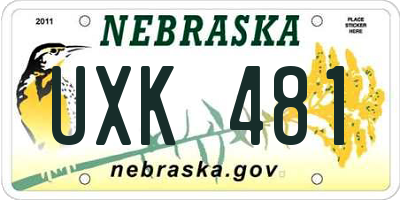NE license plate UXK481