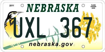 NE license plate UXL367