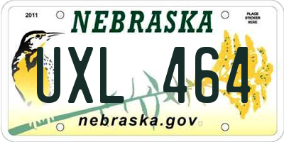 NE license plate UXL464