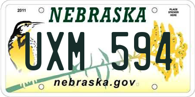 NE license plate UXM594