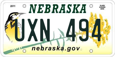 NE license plate UXN494