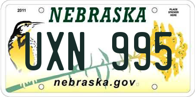 NE license plate UXN995