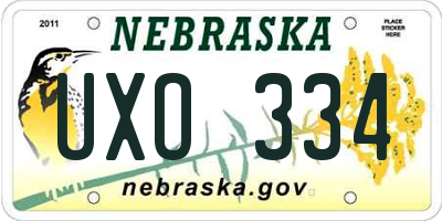 NE license plate UXO334