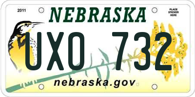 NE license plate UXO732
