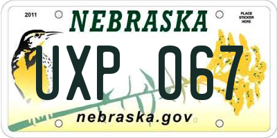 NE license plate UXP067