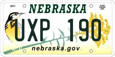 NE license plate UXP190