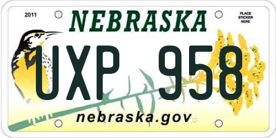 NE license plate UXP958
