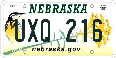 NE license plate UXQ216