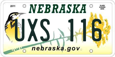 NE license plate UXS116