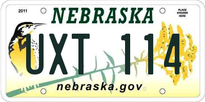NE license plate UXT114