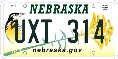 NE license plate UXT314