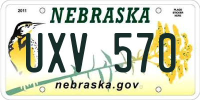 NE license plate UXV570