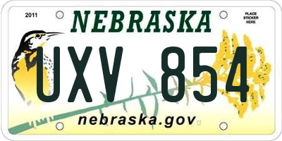 NE license plate UXV854