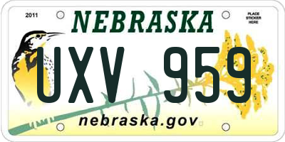 NE license plate UXV959