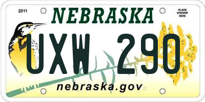 NE license plate UXW290
