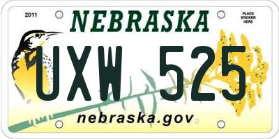 NE license plate UXW525