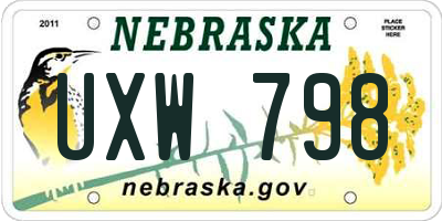 NE license plate UXW798
