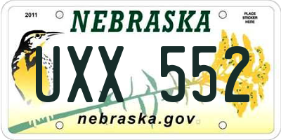 NE license plate UXX552