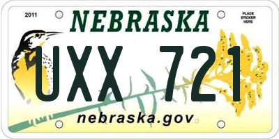 NE license plate UXX721