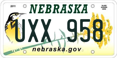 NE license plate UXX958