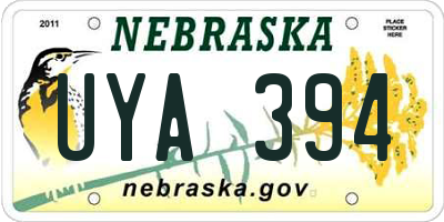 NE license plate UYA394