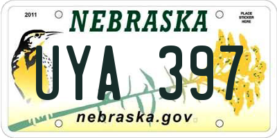 NE license plate UYA397