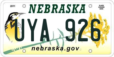 NE license plate UYA926