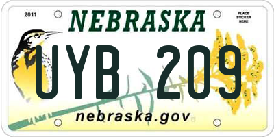 NE license plate UYB209