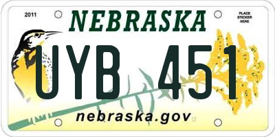 NE license plate UYB451