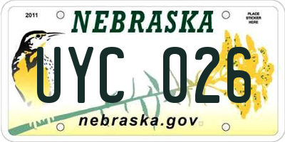 NE license plate UYC026