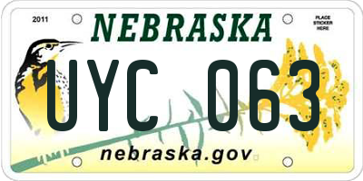 NE license plate UYC063