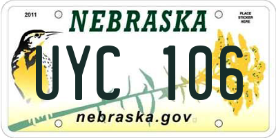 NE license plate UYC106