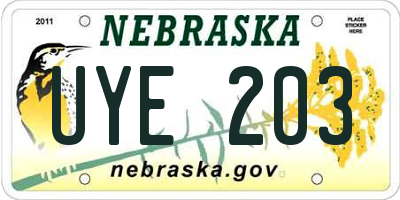 NE license plate UYE203