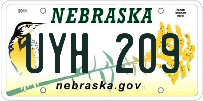 NE license plate UYH209