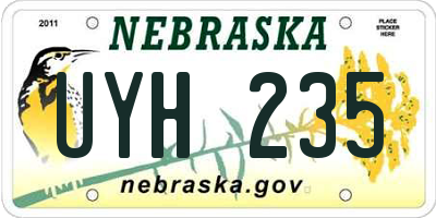 NE license plate UYH235