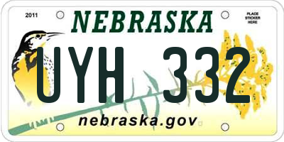 NE license plate UYH332