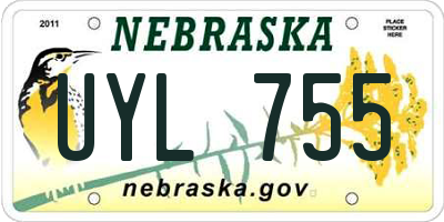 NE license plate UYL755