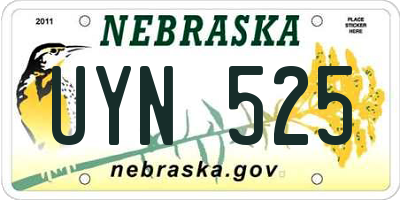 NE license plate UYN525
