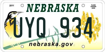 NE license plate UYQ934