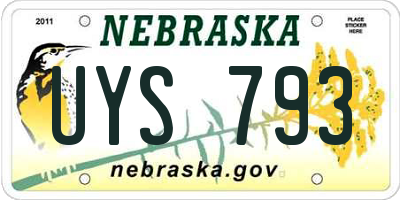 NE license plate UYS793