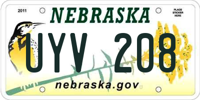 NE license plate UYV208