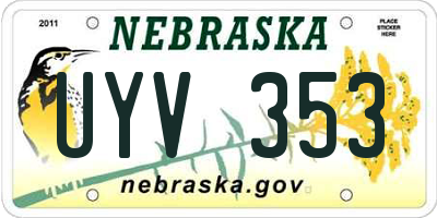 NE license plate UYV353